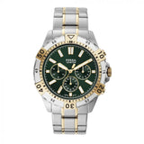 Fossil Garrett Chronograph Green Dial Two Tone Steel Strap Watch for Men - FS5622 Buy Now By Fossil