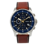 Fossil Dillinger Luggage Chronograph Blue Dial Brown Leather Strap Watch for Men - FS5675 Buy Now By Fossil