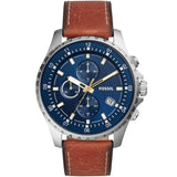 Fossil Dillinger Luggage Chronograph Blue Dial Brown Leather Strap Watch for Men - FS5675 Buy Now By Fossil