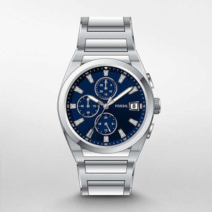 Fossil Everett Chronograph Blue Dial Silver Steel Strap Watch for Men - FS5795 Buy Now By Fossil