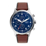 Fossil Retro Pilot Chronograph Blue Dial Brown Leather Strap Watch for Men - FS5832 Buy Now By Fossil