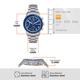 Fossil Sport Tourer Chronograph Blue Dial Silver Steel Strap Watch for Men - FS6047 Buy Now By Fossil