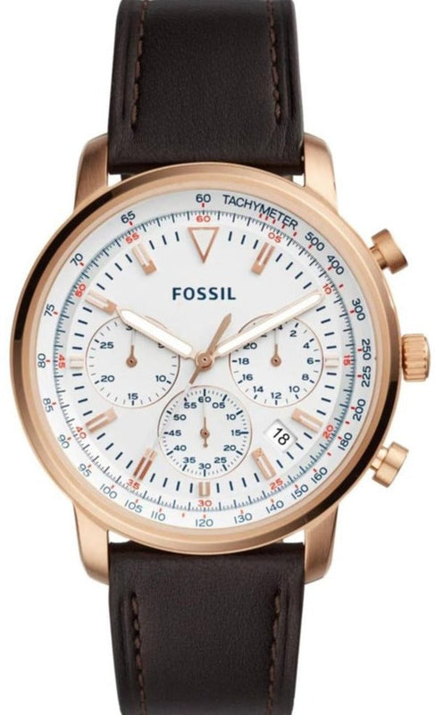 Fossil Goodwin Chronograph White Dial Brown Leather Strap Watch for Men - FS5415 Buy Now By Fossil