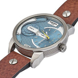 Diesel Mini Daddy LIght Blue Dial Brown Leather Strap Watch For Men - DZ7321 Buy Now By Diesel