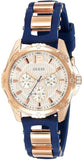Guess Interpid White & Rose Gold Dial Blue Silicone Strap Watch For Women - W0325L8 Buy Now By Guess