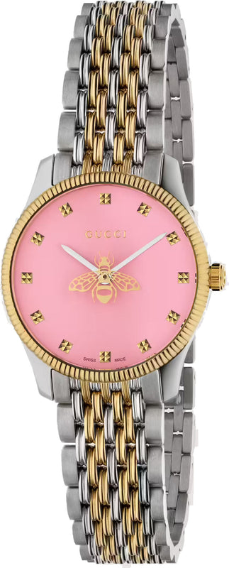 Gucci G Timeless Quartz Pink Dial Two Tone Steel Strap Watch For Women - YA1265030 Buy Now By Gucci
