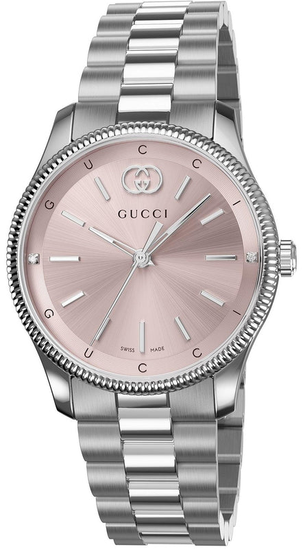 Gucci G Timeless Quartz Pink Dial Silver Steel Strap Watch for Women - YA1265061 Buy Now By Gucci