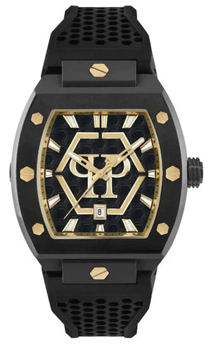 Philipp Plein Hexagon Phantom Black Dial Black Silicone Strap Watch For Men- PWPUA0224 Authentic Buy Shop Now