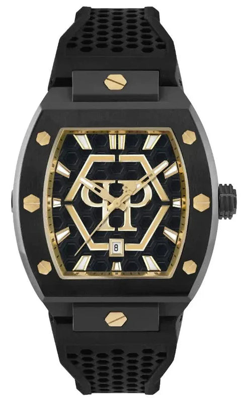 Philipp Plein Hexagon Phantom Black Dial Black Silicone Strap Watch For Men- PWPUA0224 Authentic Buy Shop Now