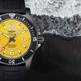 Breitling Superocean Automatic 46mm Yellow Dial Black Rubber Strap Watch for Men - M17368D71I1S1 Buy Now By Breitling
