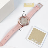 Michael Kors Runway Three Hand Crystal Pave Dial Pink Rubber Strap Watch For Women - MK6854 Buy Now By Michael Kors