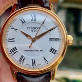 Tissot T Classic Carson Powermatic 80 White Dial Brown Leather Strap Watch for Men - T085.407.36.013.00 Buy Now By Tissot