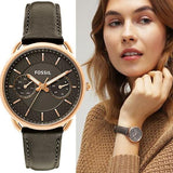 Fossil Tailor Grey Dial Grey Leather Strap Watch for Women - ES3913 Buy Now By Fossil