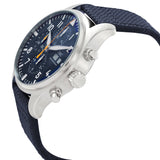 IWC Pilot's Automatic Chronograph 43mm Blue Dial Blue Calfskin Strap Watch for Men - IW377729 Buy Now By IWC