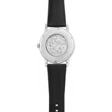 Emporio Armani Meccanico Silver Skeleton Dial Black Leather Watch For Men - AR1997 Buy Now By Emporio Armani