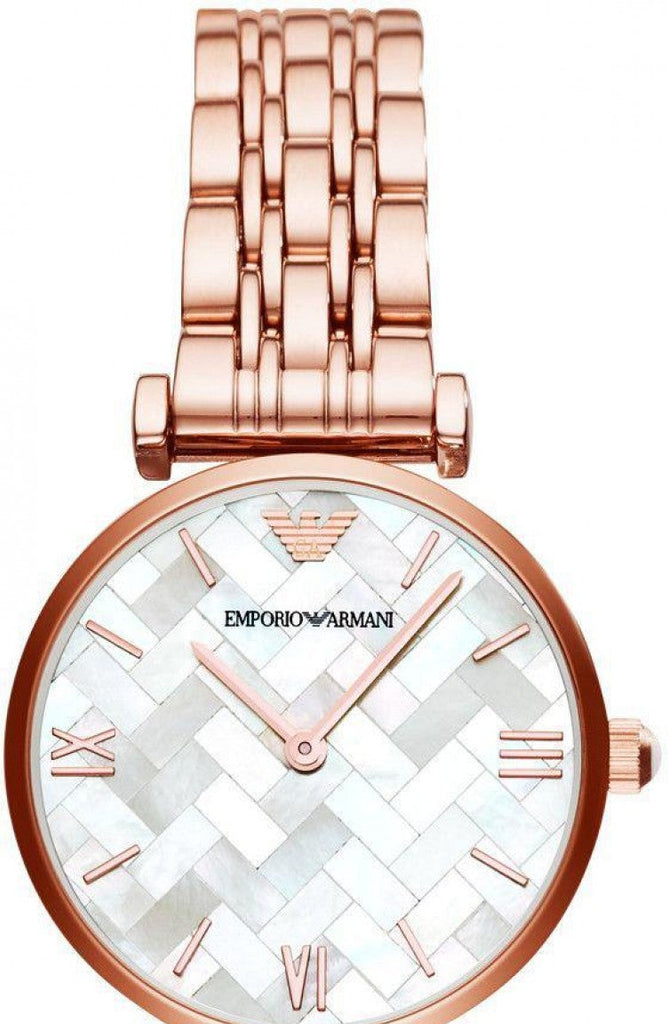 Emporio Armani Mother of Pearl Dial Rose Gold Steel Strap Watch For Women - AR11110 Buy Now By Emporio Armani