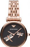 Emporio Armani Gianni T Bar Black Dial Rose Gold Steel Strap Watch For Women - AR11206 Buy Now By Emporio Armani