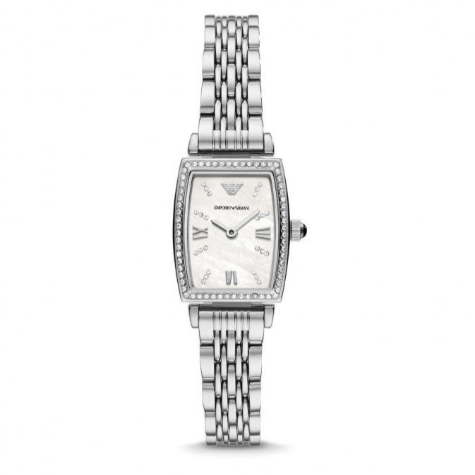 Emporio Armani Gianni T-Bar Quartz White Dial Silver Steel Strap Watch For Women - AR11405 Buy Now By Emporio Armani
