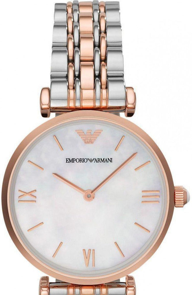 Emporio Armani T Bar Gianni Classic Mother Of Pearl Dial Two Tone Steel Strap Watch For Women - AR1683 Buy Now By Emporio Armani