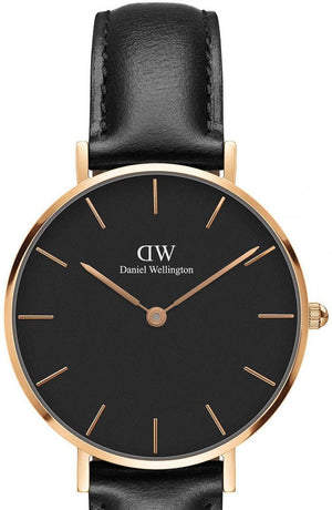 Daniel Wellington Petite Sheffield Black Dial Black Leather Strap Watch For Women - DW00100168 Buy Now By Daniel Wellington