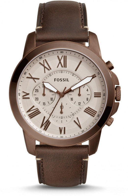 Fossil Grant Chronograph White Dial Brown Leather Strap Watch for Men - FS5344 Buy Now By Fossil