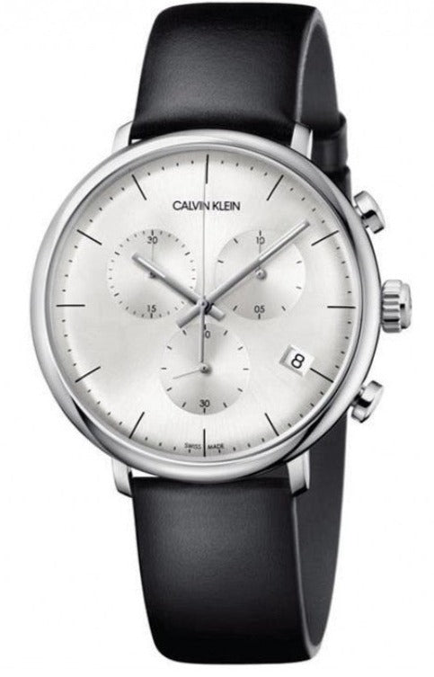 Calvin Klein High Noon Chronograph White Dial Black Leather Strap Watch for Men - K8M271C6 Buy Now By Calvin Klein