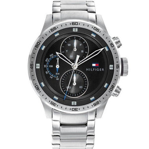 Tommy Hilfiger Trent Quartz Black Dial Silver Steel Strap Watch For Men - 1791805 Buy Now By Tommy Hilfiger