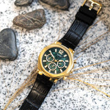 Guess Edge Chronograph Green Dial Black Leather Strap Watch For Men - GW0492G3 Buy Now By Guess