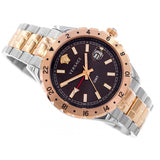 Versace Hellenyium GMT Black Dial Two Tone Steel Strap Watch for Men - V11040015 Buy Now By Versace
