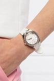 Guess Sparkling Silver Dial White Rubber Strap Watch For Women - GW0032L1 Buy Now By Guess