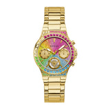 Guess Sugarrush Quartz Multicolor Dial Gold Steel Strap Watch For Women - GW0258L1 Buy Now By Guess