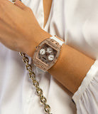 Guess Raven Diamonds Rose Gold Dial White Silicone Strap Watch for Women - GW0105L3 Buy Now By Guess