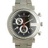 Gucci G Chrono Diamonds Black Dial Silver Steel Strap Watch For Men - YA101324 Buy Now By Gucci