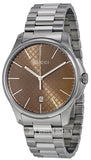 Gucci G Timeless Quartz Brown Dial Silver Steel Strap Watch for Men - YA126317 Buy Now By Gucci