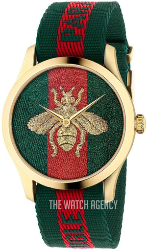Gucci G Timeless Quartz Green & Red Dial Green & Red NATO Strap Watch For Men - YA126487A Buy Now By Gucci