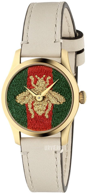 Gucci G Timeless Quartz Red & Green Dial Beige Leather Strap Watch For Women - YA1265009 Buy Now By Gucci