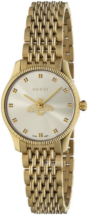 Gucci G Timeless Quartz Mother of Pearl Dial Gold Steel Strap Watch For Women - YA1265021 Buy Now By Gucci