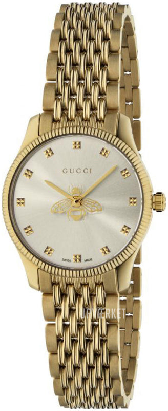 Gucci G Timeless Quartz Mother of Pearl Dial Gold Steel Strap Watch For Women - YA1265021 Buy Now By Gucci