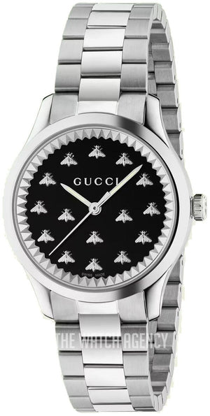 Gucci G Timeless Quartz Black Dial Silver Steel Strap Watch for Women - YA1265034 Buy Now By Gucci