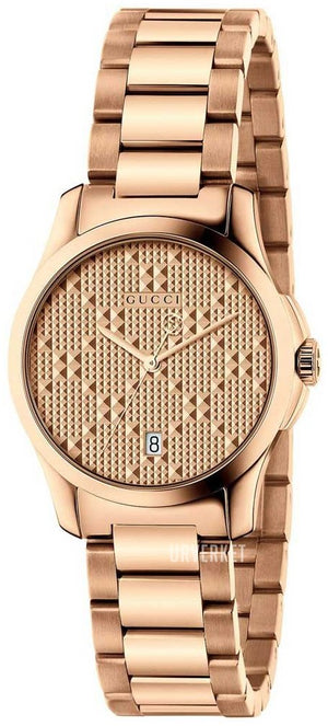 Gucci G Timeless Quartz Rose Gold Dial Rose Gold Steel Strap Watch For Women - YA126567 Buy Now By Gucci
