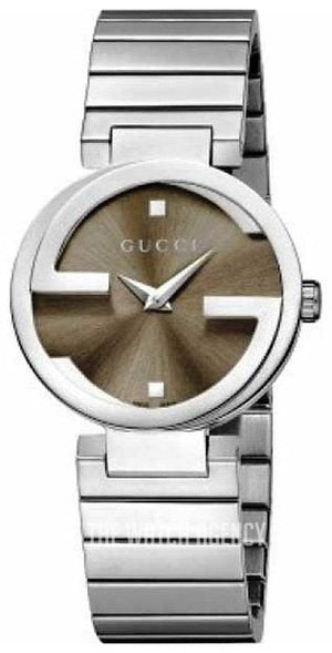 Gucci Interlocking G Brown Dial Silver Steel Strap Watch For Women - YA133506 Buy Now By Gucci