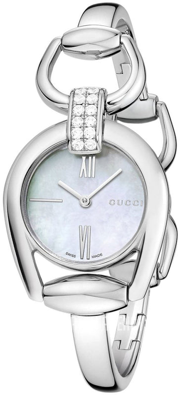 Gucci Horsebit Collection Diamonds Mother of Pearl White Dial Silver Steel Strap Watch For Women - YA139504 Buy Now By Gucci