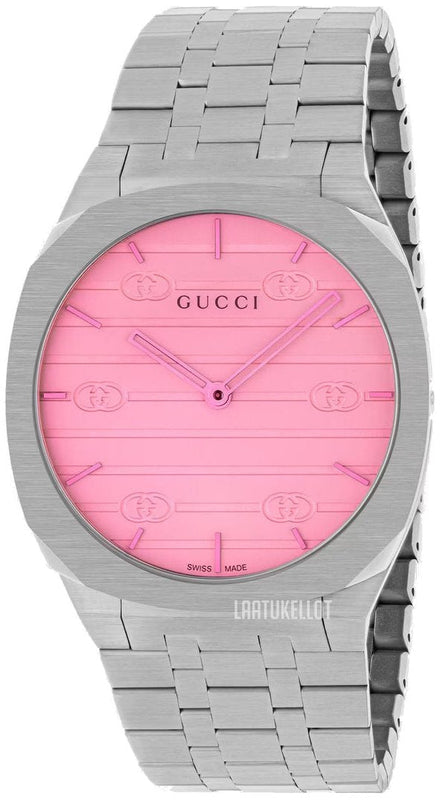 Gucci 25H Quartz Pink Dial Silver Steel Strap Watch for Women - YA163410 Buy Now By Gucci