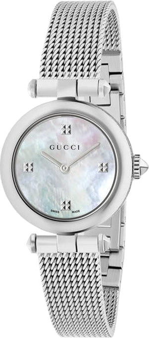 Gucci Diamantissima Quartz Diamonds Mother of Pearl Dial Silver Mesh Bracelet Watch for Women - YA141504 Buy Now By Gucci