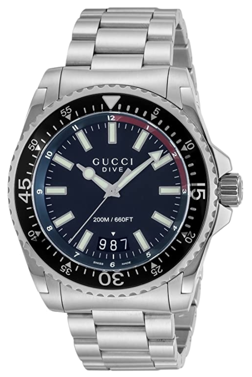 Gucci Dive Quartz Black Dial Silver Steel Strap Watch For Men - YA136212 Buy Now By Gucci