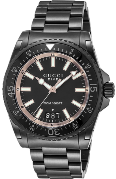 Gucci Dive Quartz Black Dial Black Steel Strap Watch For Men - YA136213 Buy Now By Gucci