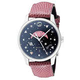 Gucci G-Timeless Moonphase Black Dial Pink Leather Strap Watch For Women - YA1264046 Buy Now By Gucci