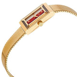 Gucci G Frame Quartz Diamonds White Red Blue Dial Gold Mesh Bracelet Watch For Women - YA147511 Buy Now By Gucci