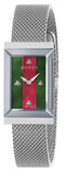 Gucci G Frame Red and Green Dial Silver Mesh Bracelet Watch For Women - YA147401 Buy Now By Gucci