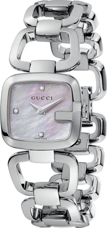 Gucci G Gucci Diamonds Mother of Pearl Dial Silver Steel Strap Watch For Women - YA125502 Buy Now By Gucci